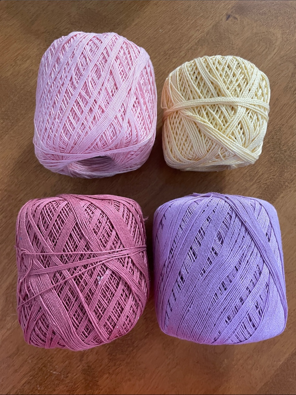 Pastel Crochet Cotton Thread Quartet - Pink, Rose, Yellow, Lavender